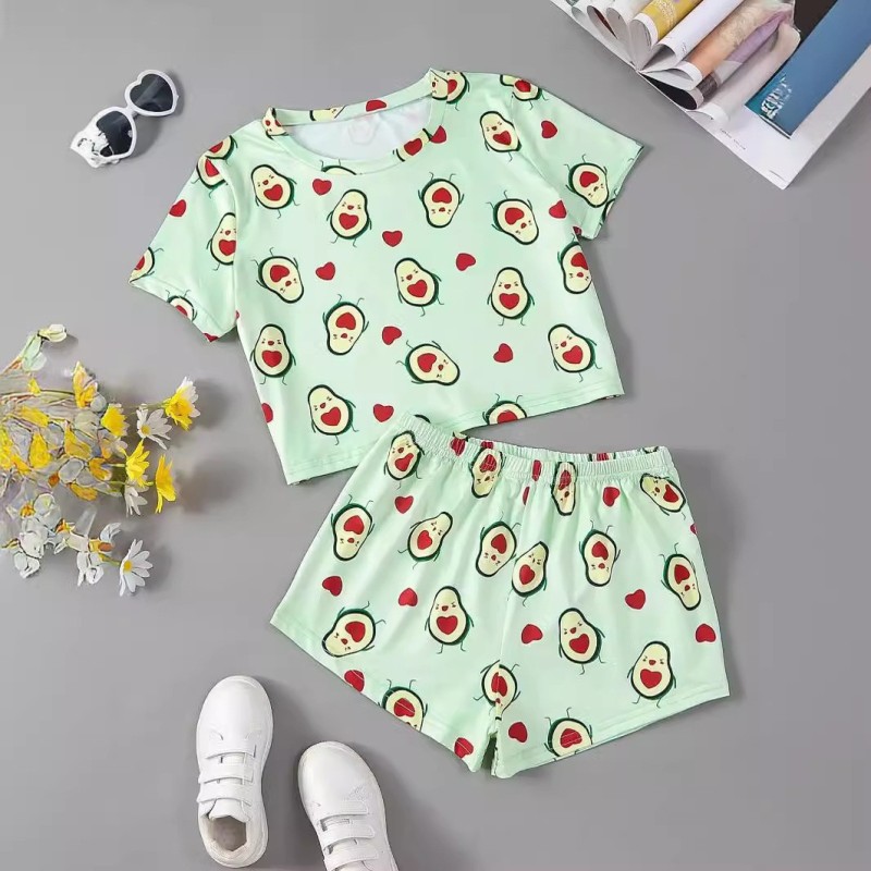 EVE Casual Print Short Sleeve Shorts Loungewear Set GXMB-TL9835_GN