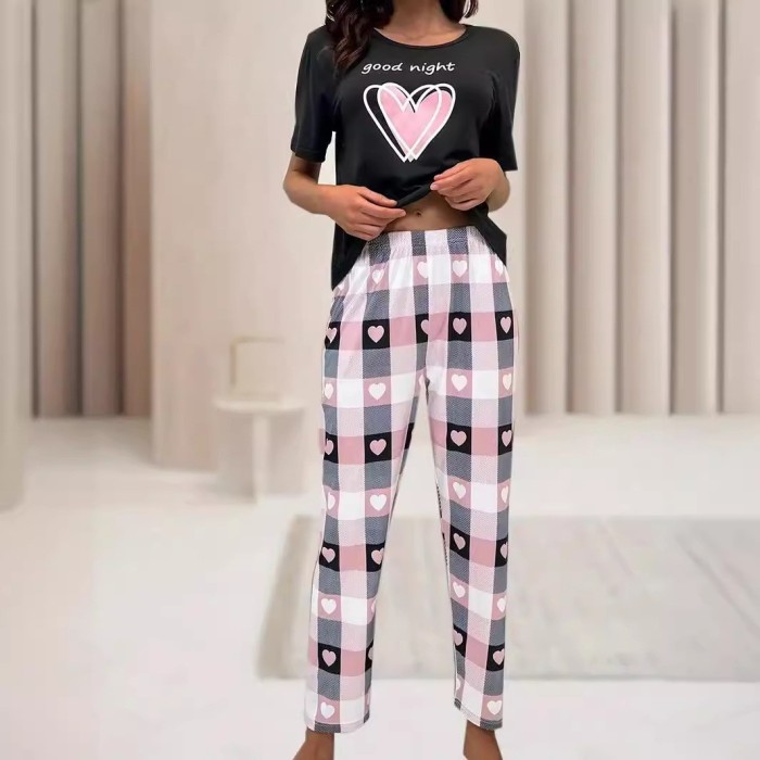 EVE Short Sleeve Long Pants Homewear Pajama Set GXMB-9827