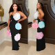 EVE Solid Color Flower Backless Maxi Dress GFYX-C7048