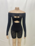 EVE Pre Order: About 7 work days shipping One Shoulder Hollow Out Sexy Romper YUEM-110705