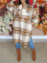 EVE Plaid Print Long Sleeve Shirt Coat AIL-283