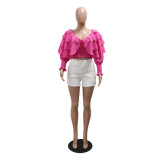 EVE Sexy V Neck Long Sleeve Tops CYA-901418