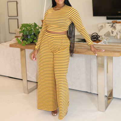 EVE Stripe Print Long Sleeve T Shirt Pants Suit AIL-286