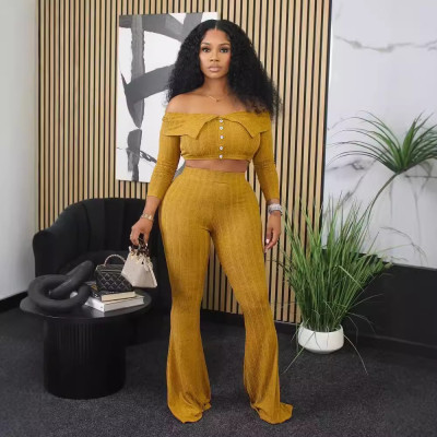 EVE Solid Color One Shoulder Long Sleeve Pants Suit LSD-2217