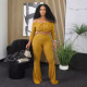 EVE Solid Color One Shoulder Long Sleeve Pants Suit LSD-2217