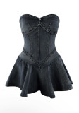EVE Wrap Chest Denim Mini Dress OD-D8699