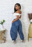 EVE Drawstring Tie Up Bow Loose Jeans OD-D8708
