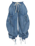 EVE Drawstring Tie Up Bow Loose Jeans OD-D8708
