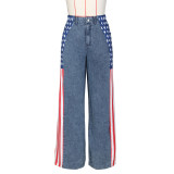 EVE American Flag Print Wide Leg Jeans ZSD-0703