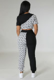 EVE Casual Color Block Print Two Piece Pants Set XHXF-8705