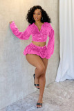 EVE Long Sleeve Lapel Two Piece Skirt Set(With Safety Pants ) TK-6328