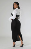 EVE Long Sleeve Color Block Two Piece Skirts Set XHXF-8706