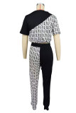 EVE Casual Color Block Print Two Piece Pants Set XHXF-8705