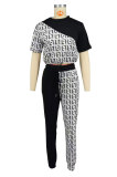 EVE Casual Color Block Print Two Piece Pants Set XHXF-8705