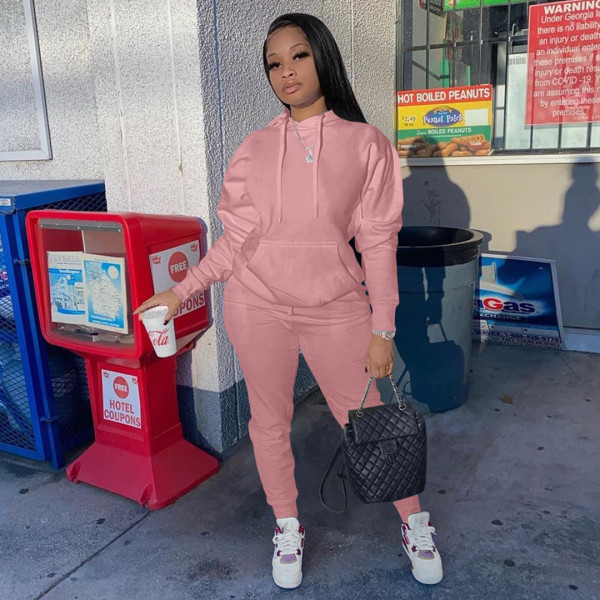 EVE Letter Print Long Sleeve Hooded Two Piece Pants Set YIM-MC002