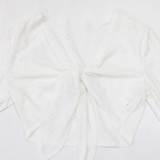 EVE V Neck Solid Color Slim Two Piece Shorts Set CYA-901428