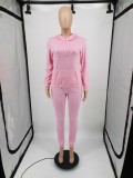 EVE Letter Print Long Sleeve Hooded Two Piece Pants Set YIM-MC002