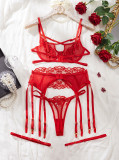 EVE See-through Embroidery Hollow Out Sexy Lingerie Suit GWOY-XZ3934L