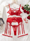 EVE See-through Embroidery Hollow Out Sexy Lingerie Suit GWOY-XZ3934L