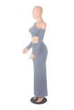 EVE Solid Color Slash Shoulder Drawstring Skirt Suit GXYF-0420