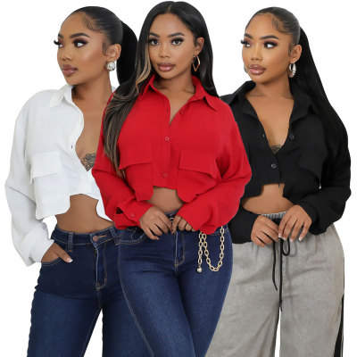 EVE Solid Color Long Sleeve Shirt XHXF-969
