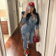 EVE Fashion Long Sleeve Washed Denim Jumpsuit MEM-88596