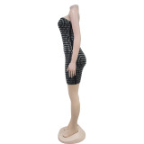 EVE Solid Color Hot Drill Wrap Mini Dress BY-7079