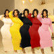 EVE Long Sleeve Solid Color Slim Maxi Dress GFDY-1311