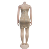 EVE Solid Color Hot Drill Wrap Mini Dress BY-7079