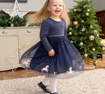 EVE Kids Girls Cartoon Embroidered Striped Princess Dress GASD-1554