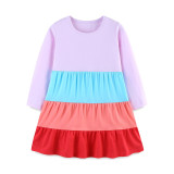 EVE Kids Girls Long Sleeve Color Block Dress GASD-1566