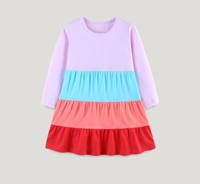 EVE Kids Girls Long Sleeve Color Block Dress GASD-1566