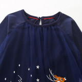 EVE Christmas Kids Girls Cartoon Embroidered Mesh Dress GASD-1542