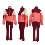 EVE Colorblocked Zipper Cardigan Leggings Sweatsuit Suit SFY-545
