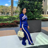 EVE Zipper Color Block Long Sleeve Pant Suit SFY-554