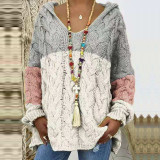 EVE Solid Color Twist Knit Hoodie Sweater(Without Necklace) GBLH-1058#