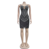 EVE Hot Drill Backless Sling Mini Dress BY-C7035