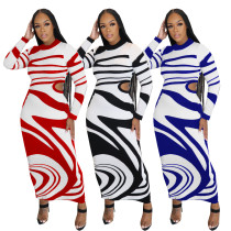 EVE Color Block Padded Waistless Slim Long Dress SFY-558