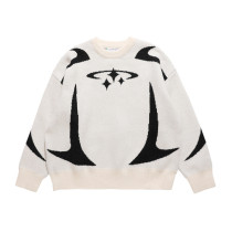 EVE Long Sleeve Loose Knits Print Sweater GBLH-9878#