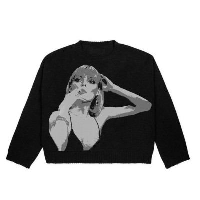 EVE Loose Print Long Sleeve Sweater GBLH-9870#