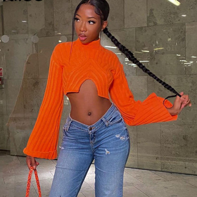 EVE Long Sleeve Tight Irregular Sweater GBLH-9815#