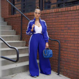 EVE Striped Patchwork Zipper Thickened Two-piece Pants Set SFY-562