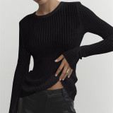 EVE Long Sleeve Round Neck Thin Knit Top GBLH-9853#
