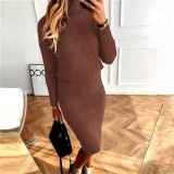 EVE Plus Size High Neck Knits Pullover Sweater Two Piece Skirts Set GBLH-825#