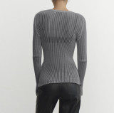 EVE Long Sleeve Round Neck Thin Knit Top GBLH-9853#