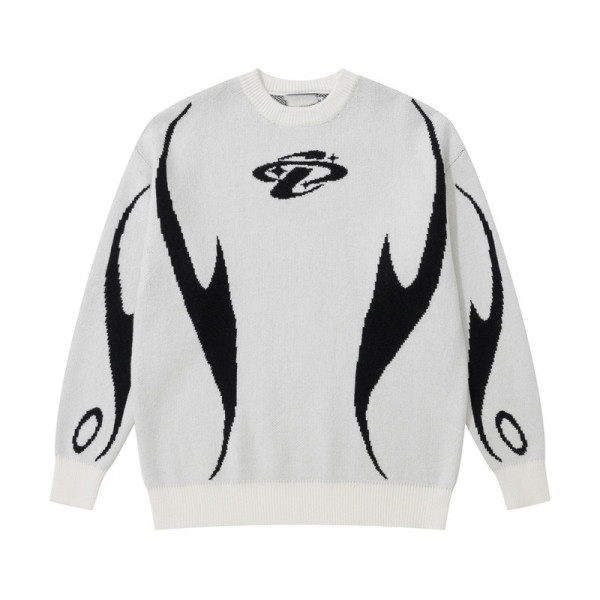 EVE Print Long Sleeve Loose Knits Sweater GBLH-90333#