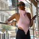 EVE High Neck Irregular Backless Sweater Vest GBLH-9805#