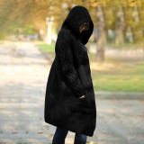 EVE Plus Size Hooded Single Breasted Knit Long Sleeve Coat GBLH-3355#