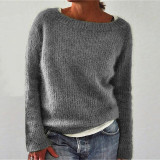 EVE Long Sleeve Solid Color Knits Sweater GBLH-2536#