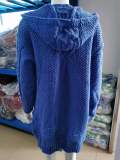 EVE Plus Size Hooded Single Breasted Knit Long Sleeve Coat GBLH-3355#